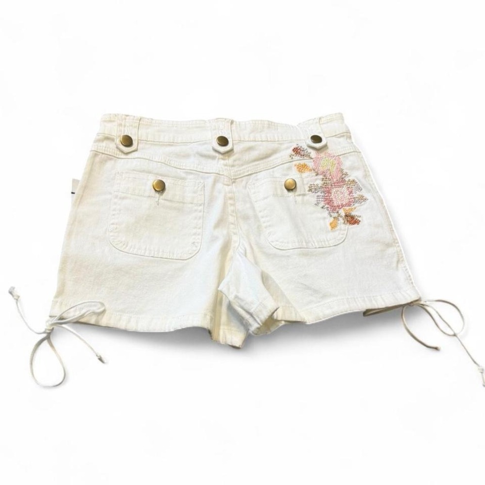Vintage‎ Fashion Bug Stretch Ivory Floral Embroidered Shorts - Picture 3 of 11